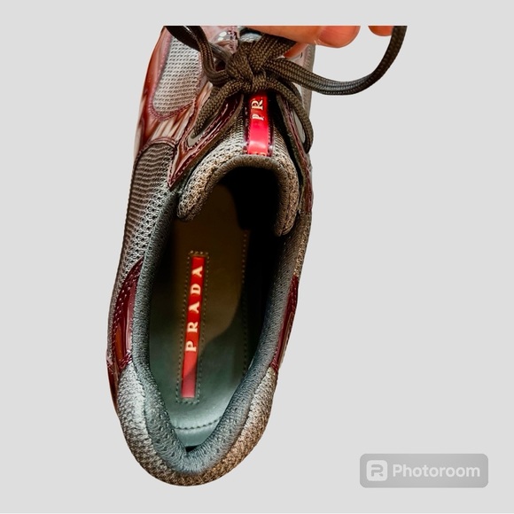 Men’s Prada Sport Patent Leather Color Block Patterned Sneakers Size 12 - Picture 8 of 10